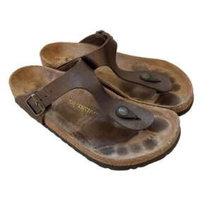 Birkenstock Gizeh Biko Flor Sandals 37 Habana Brown Casual Summer Boho Beach